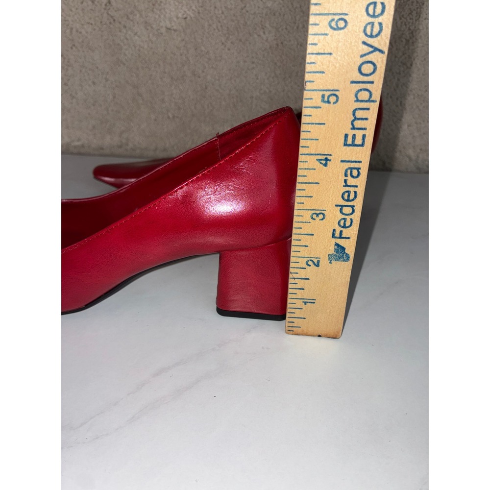 Zara Red Block Heel Pumps - 36 - Pointed Toe Minimalist Chic Retro - Picture 5 of 8
